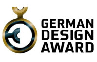 German Design Award Logo mit einer stilisierten Goldmedaille und dem Text "German Design Award".