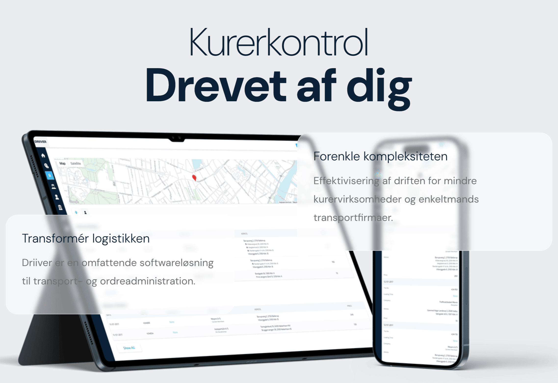 Courier control software for tablets and phones: logistics, transport management and delivery optimisation.
