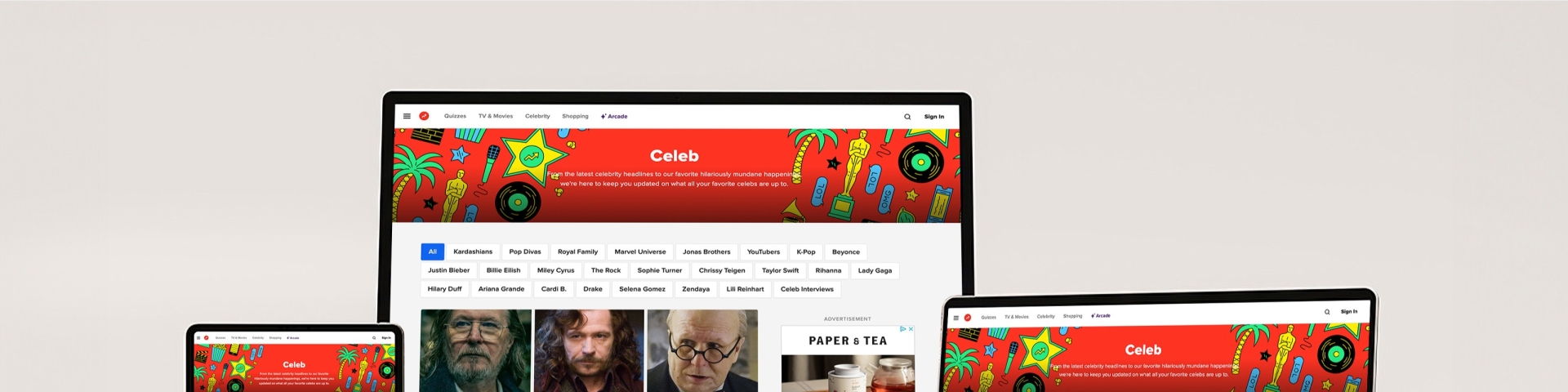 Website-Design-Mockups dargestellt auf Desktop-Computer, Laptop, Tablet und Smartphone.