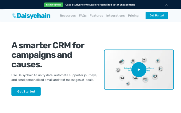 Daisychain CRM-Website: Intelligenteres CRM für Kampagnen und Anliegen, das Daten zusammenführt und Unterstützer-Journeys automatisiert.