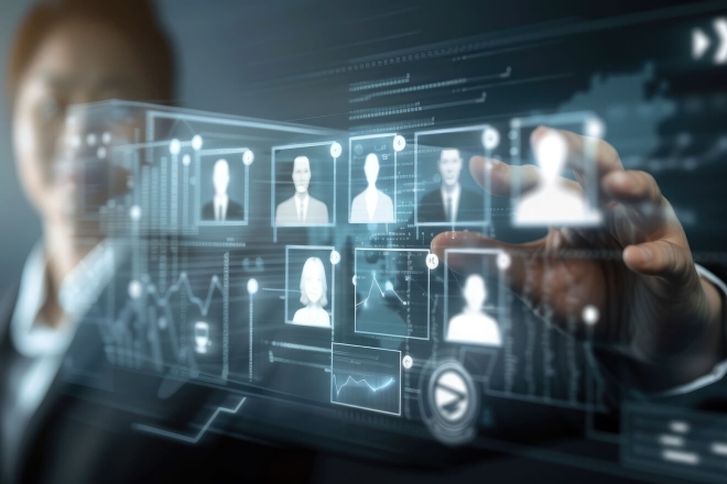 Personalverantwortliche/r, der/die eine digitale Schnittstelle für die Talentakquise und Personalbeschaffung nutzt.