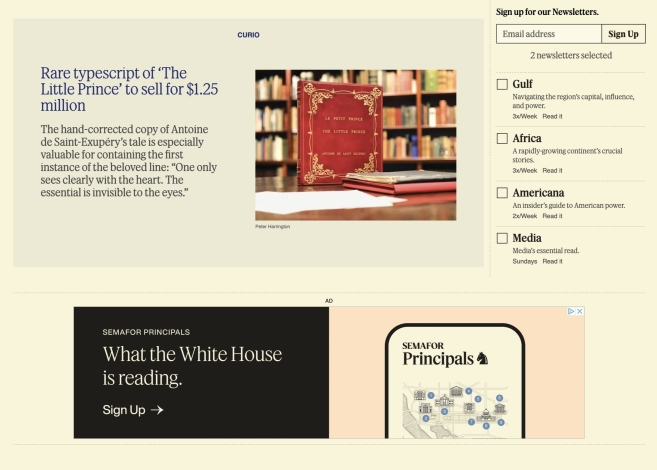 Rare first edition of The Little Prince book on display; collectible literature auction.